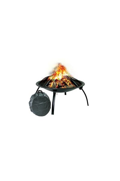 Living Accents Elegant and Modern Design Portable Round Steel Fire Pit with Carry Bag Black