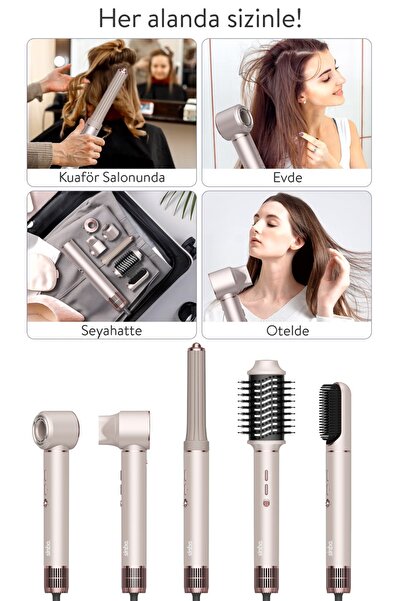 Sinbo Pro  Compact Uzun Multi-Styler Saç Kurutma Makinesi, Fön Makinesi,5in1,shd-1729, Çanta Hediye