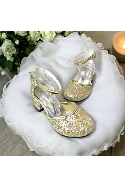 PATİK BEBE Rochie de seara pentru fetita de culoare aurie pantofi cu toc elegant