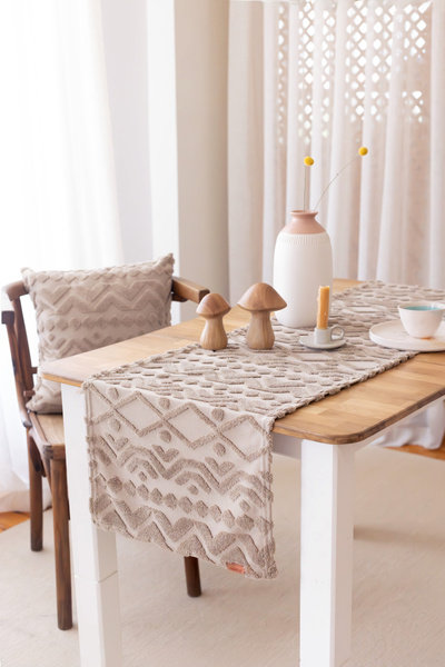 HAMUR Punch Washable Tableware, Table, Living Room, Kitchen and Coffee Table Table Runner Letta Natural