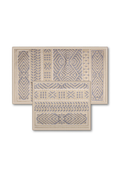 Bluenity Ankara Doğal Pamuklu 2'li Banyo Kilim Seti 60x100 50x60 Cm Gri