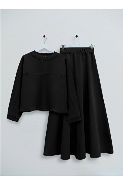Modamorfo Three Thread Raster Skirt Set - Black