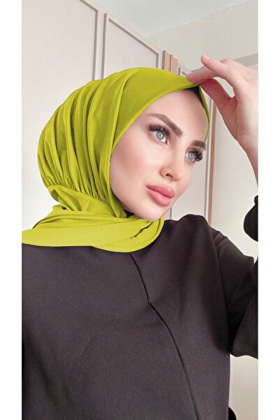 SAYRA Shawl Kadın Fıstık Yeşili Çıtçıtlı Hazır Şal