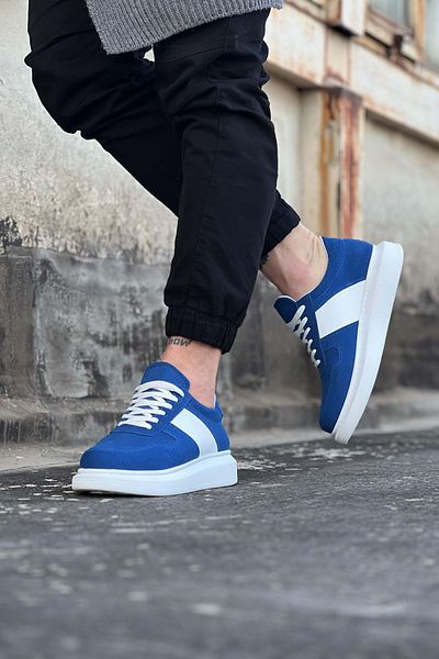 Wagoon WG011 Pantofi casual pentru bărbați din piele intoarsa albastra