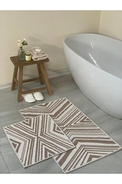 Bluenity Covoraș de baie Ayers din bumbac natural 2 piese 60x100+50x60 cm - bej