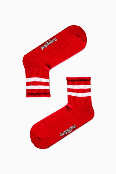 CARNAVAL SOCKS Κόκκινες πολύχρωμες αθλητικές κάλτσες με διπλή ρίγα