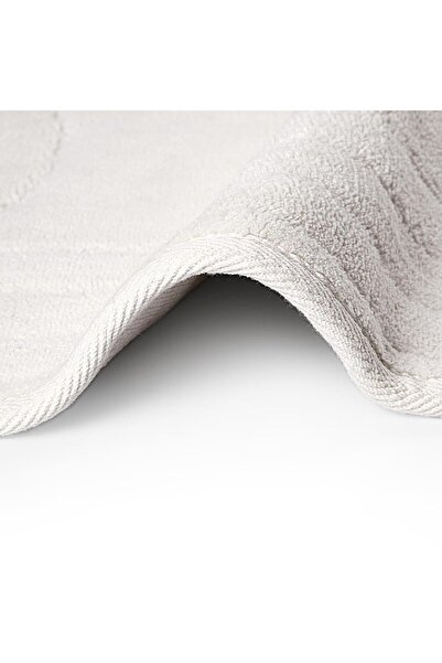 Bluenity Diamond Circle 2-Piece Natural Cotton Bath Mat - 60X100+50X60 cm Ecru