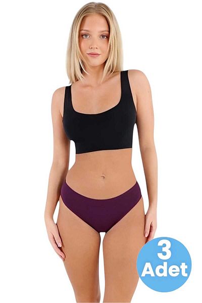 Tezzgelsin Chiloți de bikini din țesătură din jerseu pieptănat din bumbac pentru femei Chiloți de bikini pentru femei 3 buc