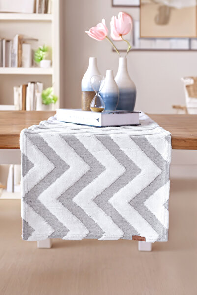 HAMUR Punch Washable Tableware, Table, Living Room, Kitchen and Coffee Table Table Runner Line Gray