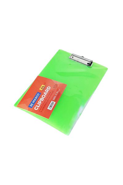 MASCO A4 Size Premium 2mm Thickness Clip Board with Metal Clip Assorted, Green