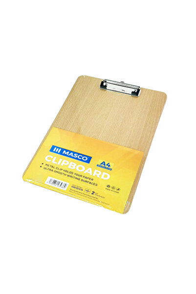 MASCO لوح كتابة خشبي مقاس A4 مع مشبك تعليق باللون الأرجواني
