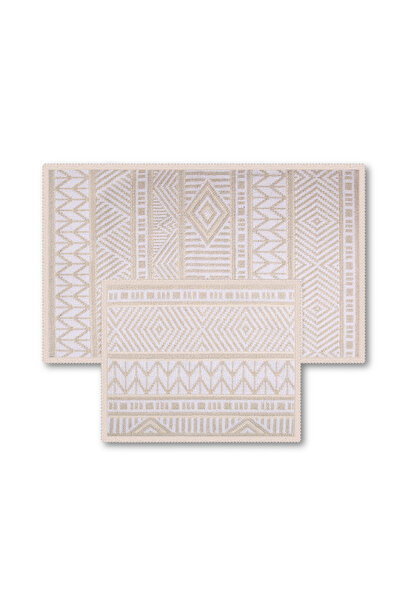 Bluenity Marina Natural Cotton 2-Piece Bath Mat Set 60X100+50X60 cm - White