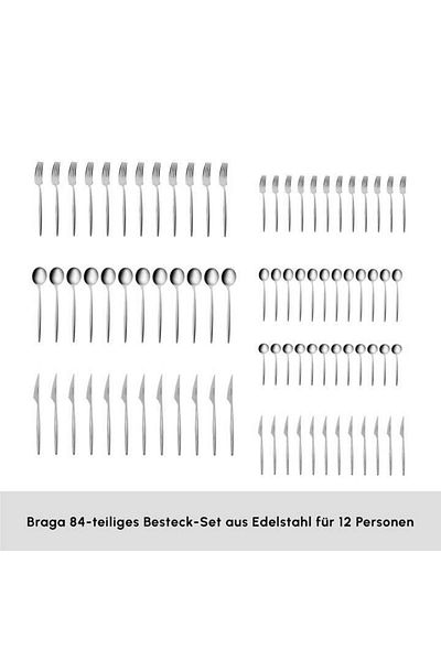 Karaca Braga Besteckset Mit Box Set 84-teilig Edelstahl Besteck Set