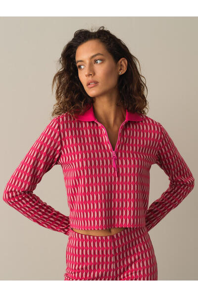 Xint Kadın Fuşya Esnek Dokulu Regular Fit Uzun Kollu Tişört
