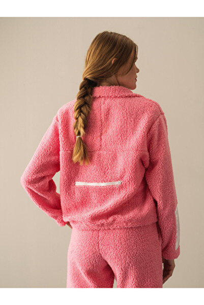 Xint Kadın Pembe Pamuk Dokulu Oversize Polar Sweatmont
