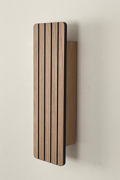 Emriba 2 Adet Ahşap Pilli Dekoratif Duvar Aydınlatması Aplik Gece Lambası (AÇIK MEŞE - GÜNIŞIĞI)