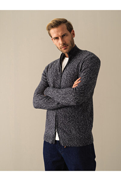 Xint Lacivert Yumuşak Dokulu Regular Fit Triko Hırka