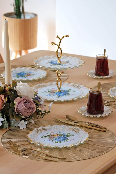 Glore Tiete Gold Gilded 6-Piece 25-Piece Cake Tea Treat Set