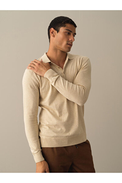 Xint Erkek Bej Pamuk Dokulu Regular Fit Kazak