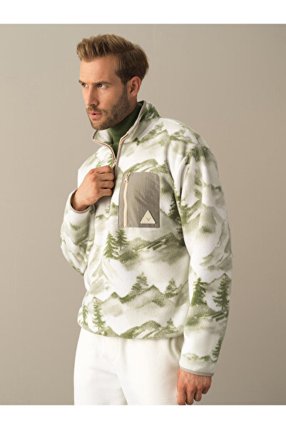 Xint Erkek Yeşil Formunu Koruyan Oversize Polar Sweatshirt