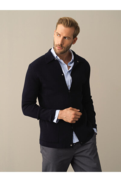 Xint Erkek Lacivert Pamuk Dokulu Regular Fit Hırka