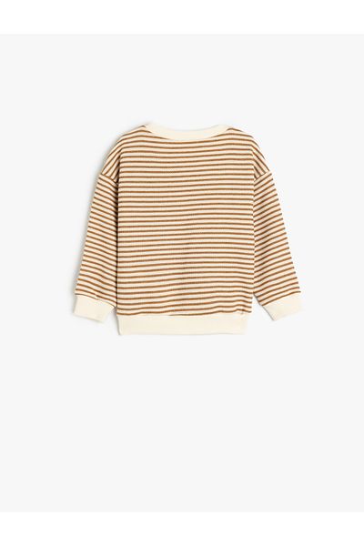 Koton Crew Neck Long Sleeve Striped Sweatshirt