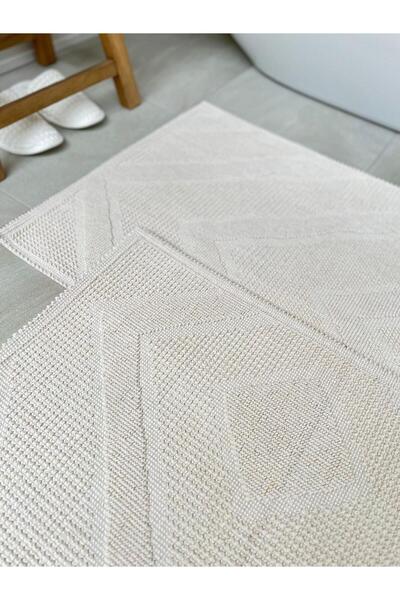Bluenity Palamutbükü 2-Piece Natural Cotton Bath Mat - 60x100+50x60 Cm Ecru