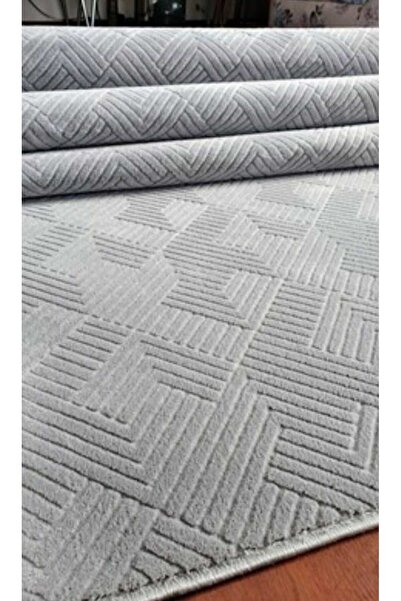 Dinarsu Seria Halı Gri Renk Rölyef Pufy Post Halı Kaymaz Taban Yıkanabilir Yu...