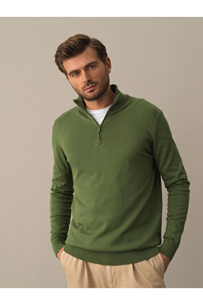 Xint Erkek Yeşil Pamuk Dokulu Regular Fit Kazak