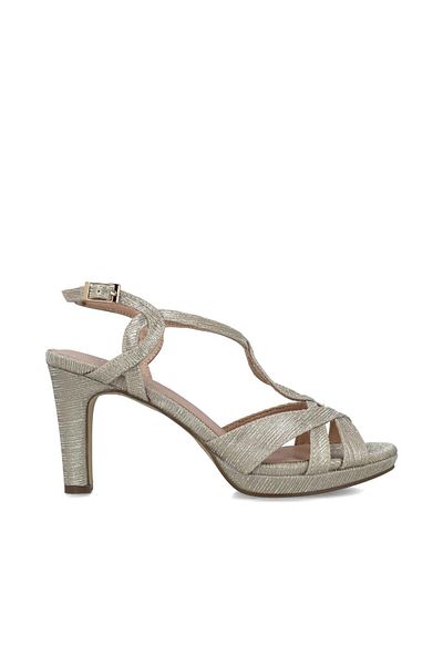 MENBUR WOMEN SHOES GOLD SANDAL, MID HEEL, PLATFORM