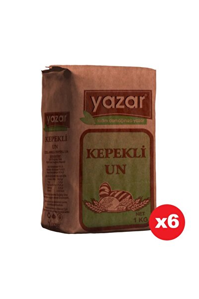 YAZAR Taş değirmende Öğütülmüş Tam Buğday Kepekli Un 1 Kg x 6 Paket