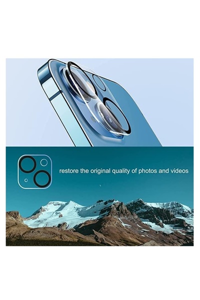 Evax [Tam Lens] iPhone 15 / 15 Plus Uyumlu Tek Parça Tam Kapatan Kamera Lens ve Yüzey Koruyucu