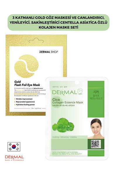 Dermal 3-Layer Gold Eye Mask & Revitalizing, Regenerating, Calming Collage with Centella Asiatica Extract