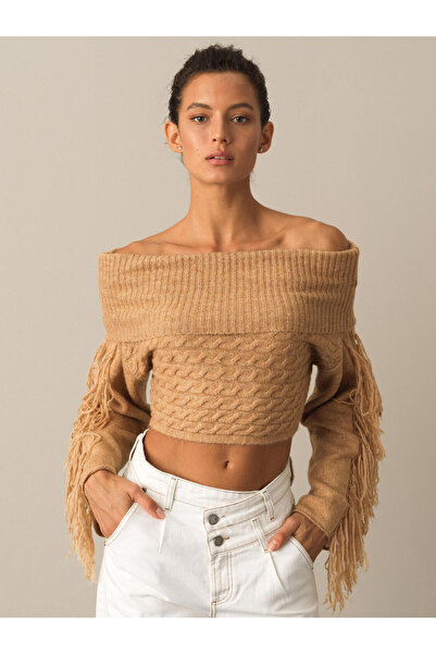 Xint Kadın Camel Yumuşak Dokulu Oversize Kazak