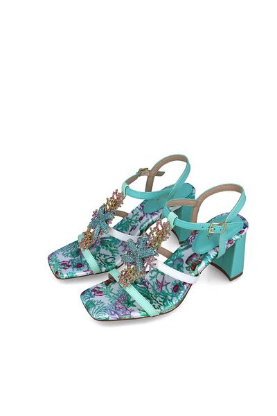 MENBUR WOMEN SHOES TURQUOISE SANDAL, MID HEEL, WITHOUT PLATFORM