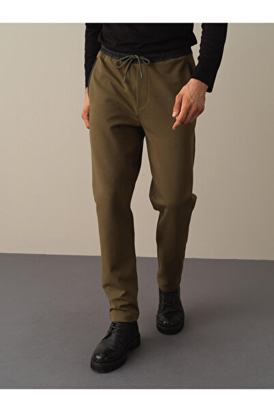 Xint Erkek Haki Pamuk Dokulu Pamuklu Sweat Pantolon