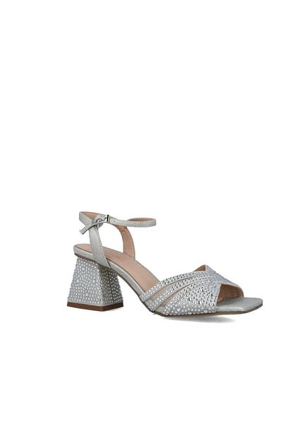 MENBUR WOMEN SHOES SILVER SANDAL, MID HEEL, WITHOUT PLATFORM