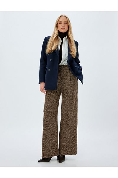 Koton Sima Tarkan Palazzo Trousers with Pockets and Pleat Detail