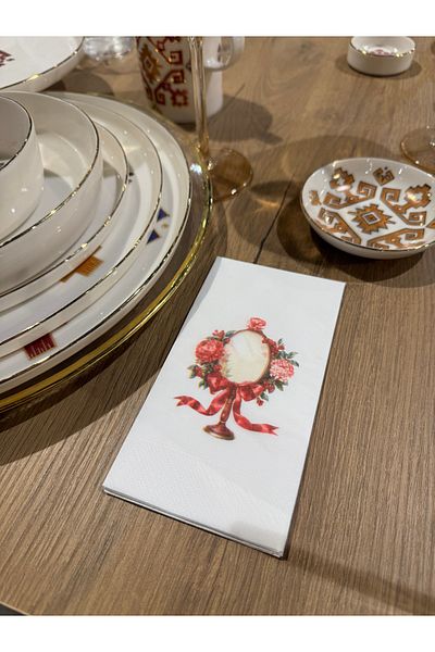 busrasdesign Set of 16 Floral Mirror Printed Presentation Napkins