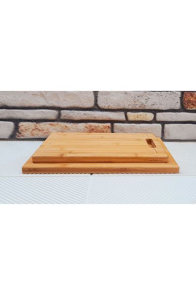 umut züccaciye Classic Rectangular 2-Piece Thick Bamboo Chopping Board 36/32 cm