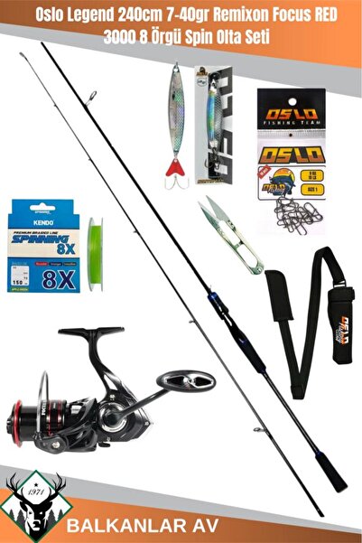 Oslo Legend 240cm 7-40gr Remixon Focus RED 3000 8 Örgü Spin Olta Seti