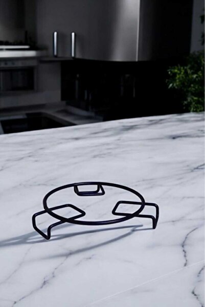 Aktel Banyo Siyah Yuvarlak Tasarım Nihale Altlık Çaydanlık/Tencere Altlığı Ya...