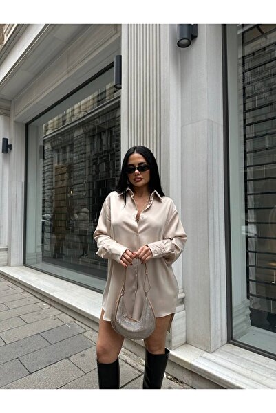 LIFE FLOWERS قميص نسائي من الساتان باللون البيج