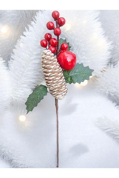 Yenigeldi 2Pcs Kokina - Christmas Artificial Fruit Branches, Red Berry Red Fruit Stems for Christmas T1192