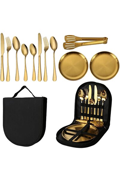 Arabest Portable Tableware,10pcs Dishes Utensils Camping Flatware Set,Stainle...