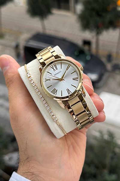 Homies Women's Wrist Watch and Bracelet Set with Waterproof Steel Band - Hm 197243 S01
