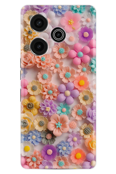 TECNO Pova 6 Pro (LI9) Kılıf Boutique Baskılı Resimli Rengarenk Papatyalar Pcode -060