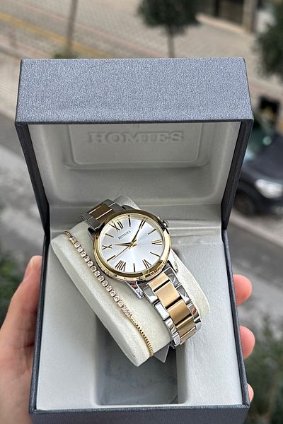 Homies Women's Wrist Watch and Bracelet Set with Waterproof Steel Band - Hm 197243 S01