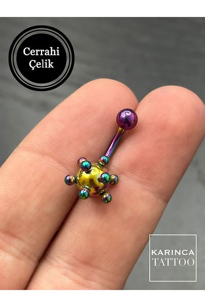 Karınca Piercing Rainbow Colored Rainbow Ornamented Belly Piercing