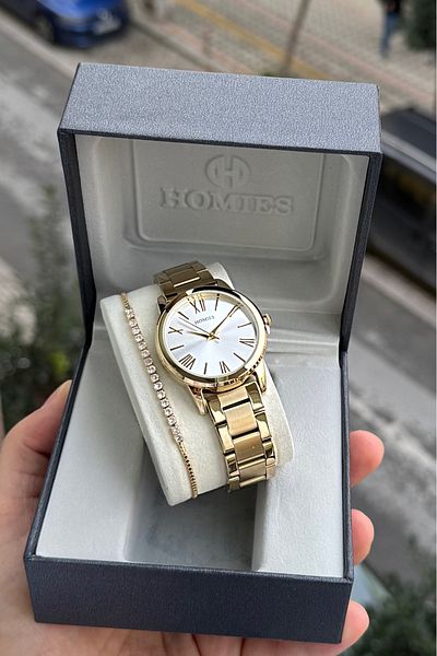 Homies Women's Wrist Watch and Bracelet Set with Waterproof Steel Band - Hm 197243 S01